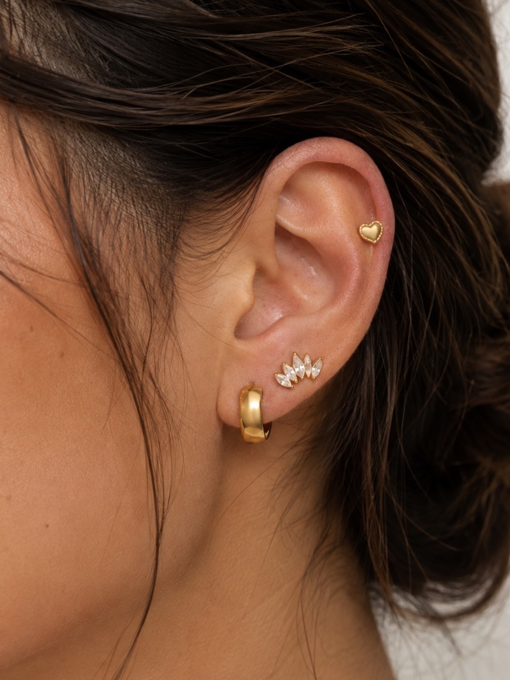 3 Pairs | 18k Gold Plated Cubic Zirconia Earring Set